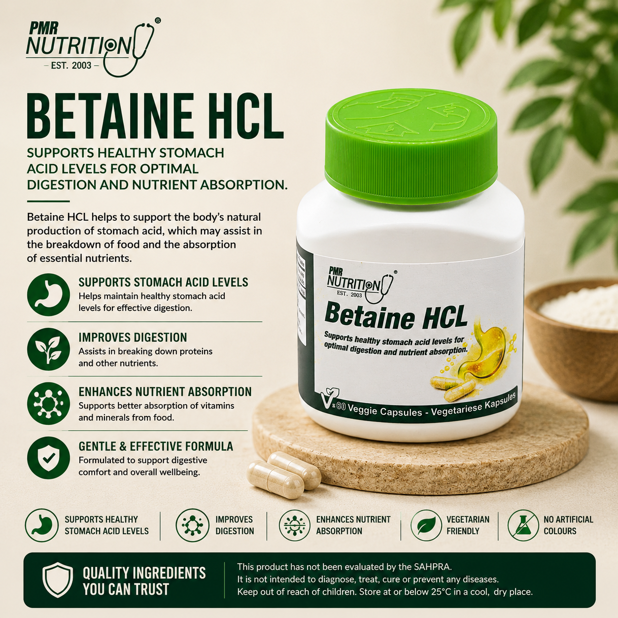 Betaine HCL | Digestive Support | Stomach Acid & Protein Digestion | Nutrient Absorption Aid | PMR Nutrition - Image 2