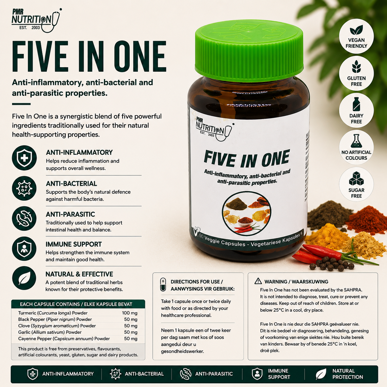 5-in-1 Spice Wellness Support | Turmeric, Ginger & Cinnamon | Immune & Anti-Inflammatory | PMR Nutrition - Image 2
