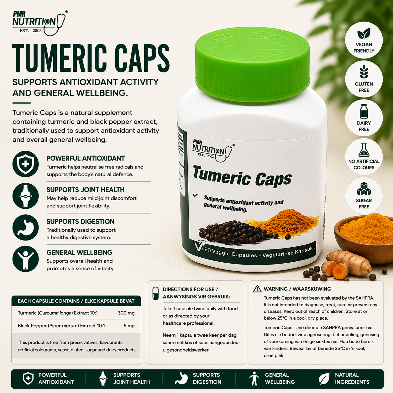 Pharmaceutical-Grade Turmeric Capsules | Anti-Inflammatory & Joint Health | Antioxidant Support | 60 Capsules | PMR Nutrition - Image 2